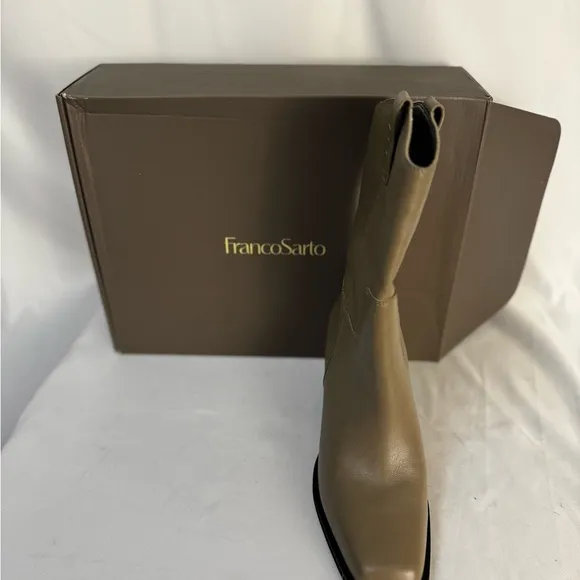 Franco Sarto Tan Heeled Boots with Western Design​