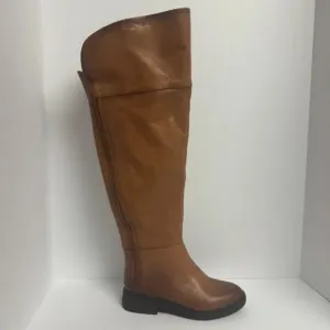 Franco Sarto Women's Battina Cognac Leather Over The Knee Boots, 7 M Wide Calf