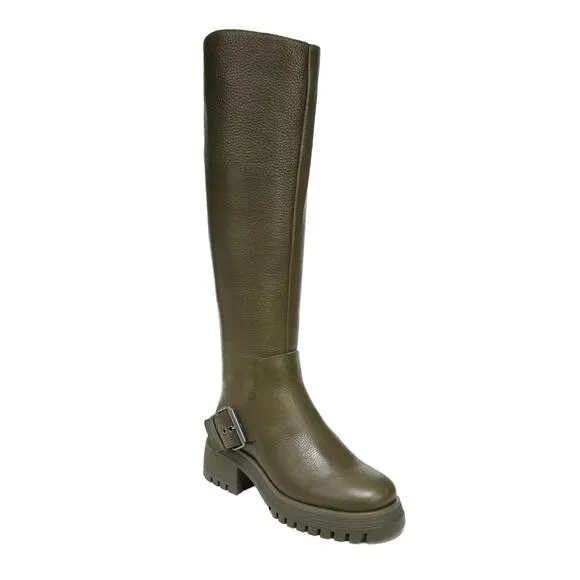 Franco Sarto Women's Julie Wide Calf High Shaft Leather Boots Olive Size 6 1/2