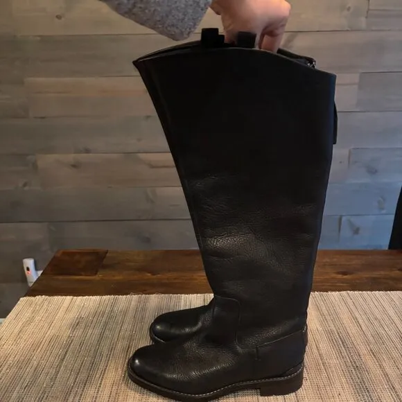 FRANCO SARTO | Women's Meyer Wide-Calf Knee-High Leather Riding Boots Black Sz 6