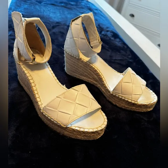 Franco Sorto white espadrille wedge Sandals