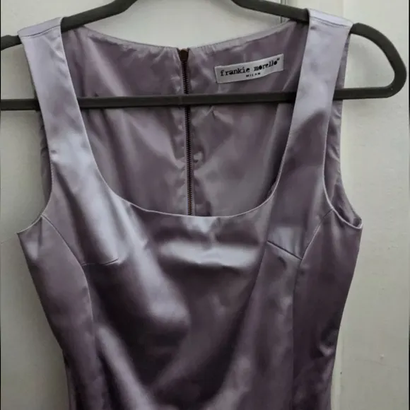 Frankie Morello Milan Lilac Dress 42 IT 6 US RARE Slvless Satin Y2K Holiday