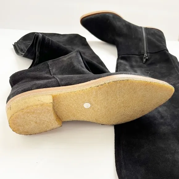 Free People Banks Over-The-Knee Black Suede Boots Sz 39.5