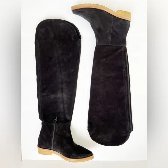 Free People Banks Over-The-Knee Black Suede Boots Sz 39.5