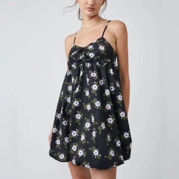 Free People Blue Bell Bubble Mini Dress. Color: Multi/Black