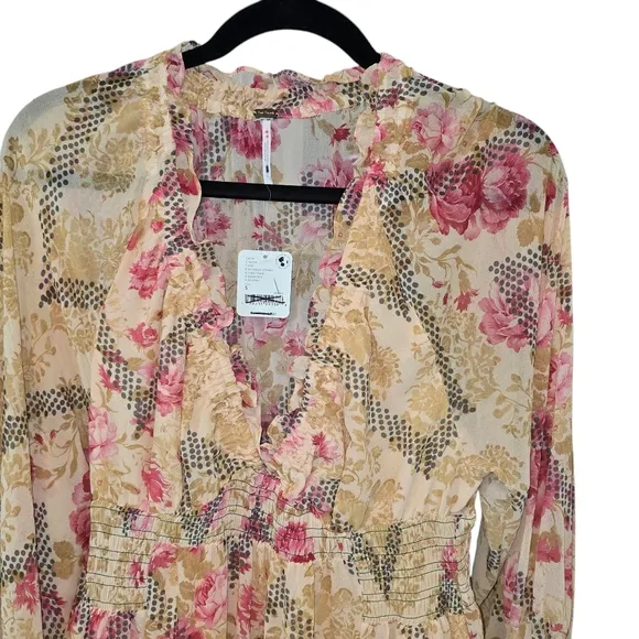 Free People Boho Romantic Floral Flowy Lena Midi Dress NWT Size Small