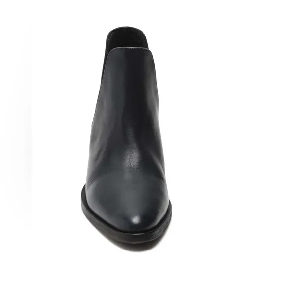 Free People Charm Double-V Ankle Booties in Black Leather, Size 38.5 New in Box