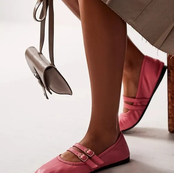 Free People Gemini Ballet Flats Watermelon pink Sz 7 New in box