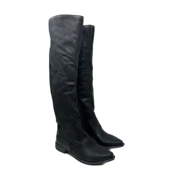 Free People Leather Brenna Black Over The Knee Boots 36.5
