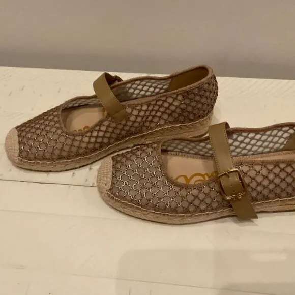 Free People Mackie Mesh Espadrilles Brushed Gold/Cyrus Tan - Brand New