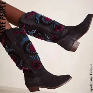 FREE PEOPLE ROUNDHOUSE STICH BOOTS BLACK COMBO SIZE 39.5 EU NWT