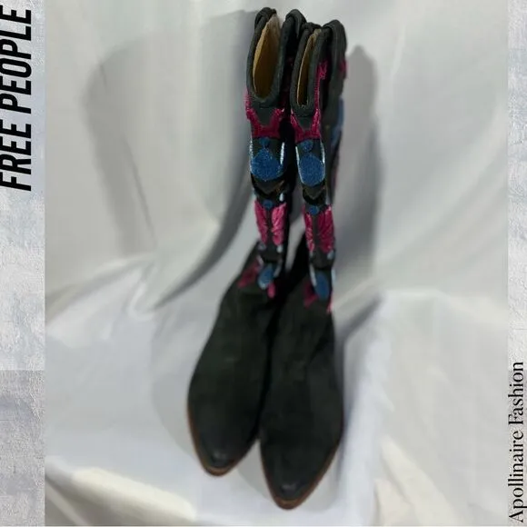 FREE PEOPLE ROUNDHOUSE STICH BOOTS BLACK COMBO SIZE 39.5 EU NWT
