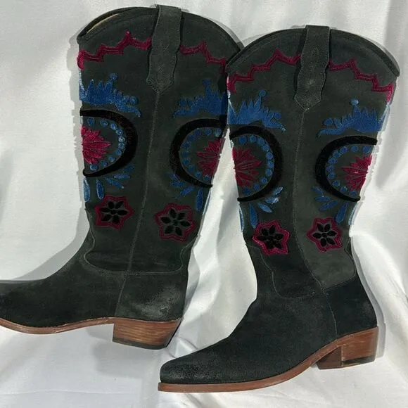FREE PEOPLE ROUNDHOUSE STICH BOOTS BLACK COMBO SIZE 39.5 EU NWT