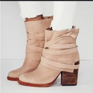 Free People Royal Rush Leather Ankle Boots Size 36
