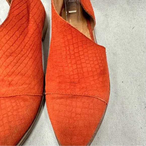 Free People royale red orange suede croc cutout flats Euro size 39 US 9