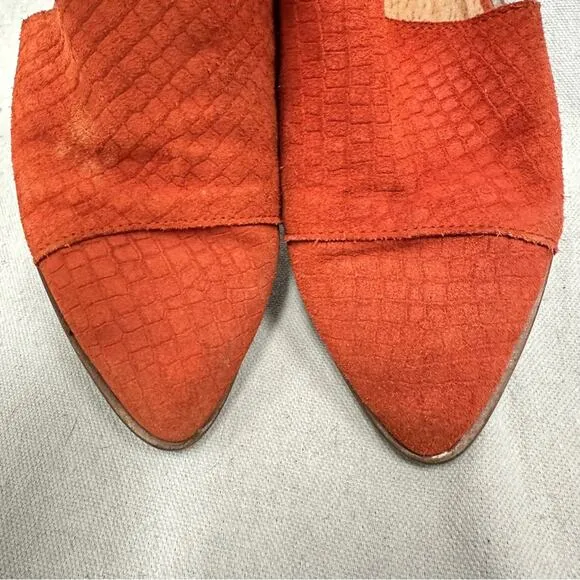 Free People royale red orange suede croc cutout flats Euro size 39 US 9