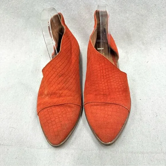 Free People royale red orange suede croc cutout flats Euro size 39 US 9