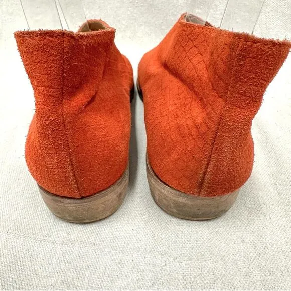 Free People royale red orange suede croc cutout flats Euro size 39 US 9