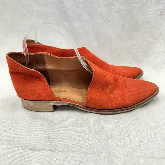 Free People royale red orange suede croc cutout flats Euro size 39 US 9