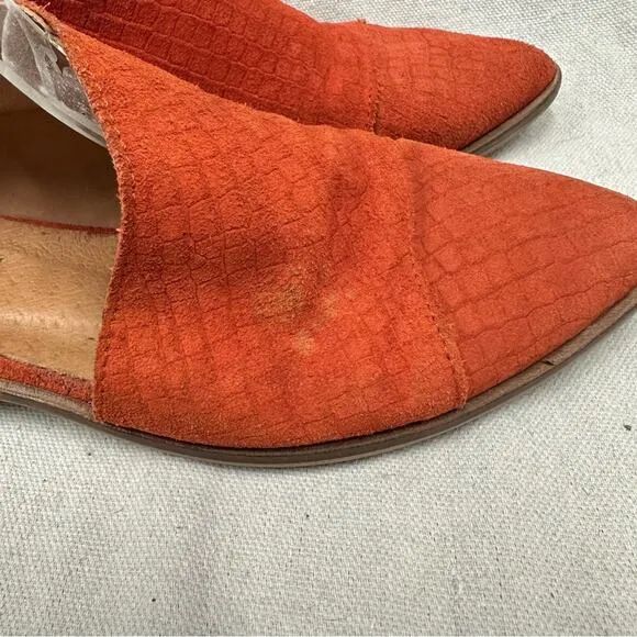 Free People royale red orange suede croc cutout flats Euro size 39 US 9