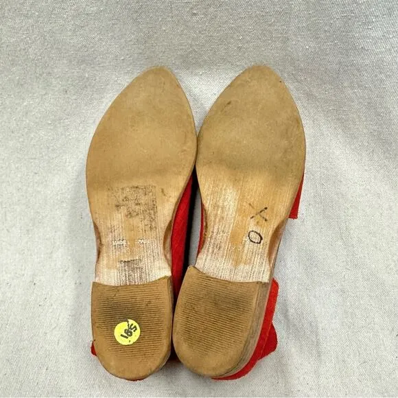 Free People royale red orange suede croc cutout flats Euro size 39 US 9