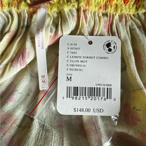 FREE PEOPLE Slice of Life Midi Dress in Lemon Sorbet Combo, Size M.
