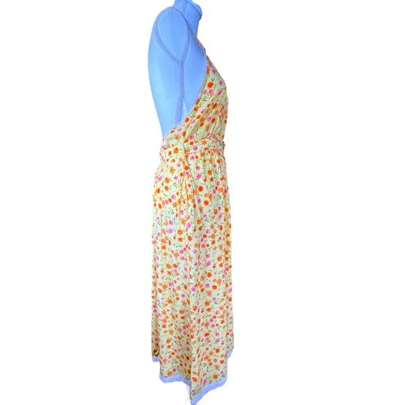 FREE PEOPLE Slice of Life Midi Dress in Lemon Sorbet Combo, Size M.