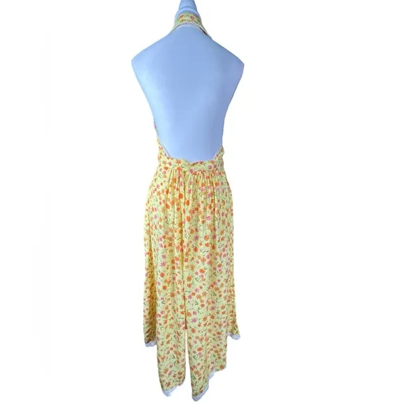 FREE PEOPLE Slice of Life Midi Dress in Lemon Sorbet Combo, Size M.