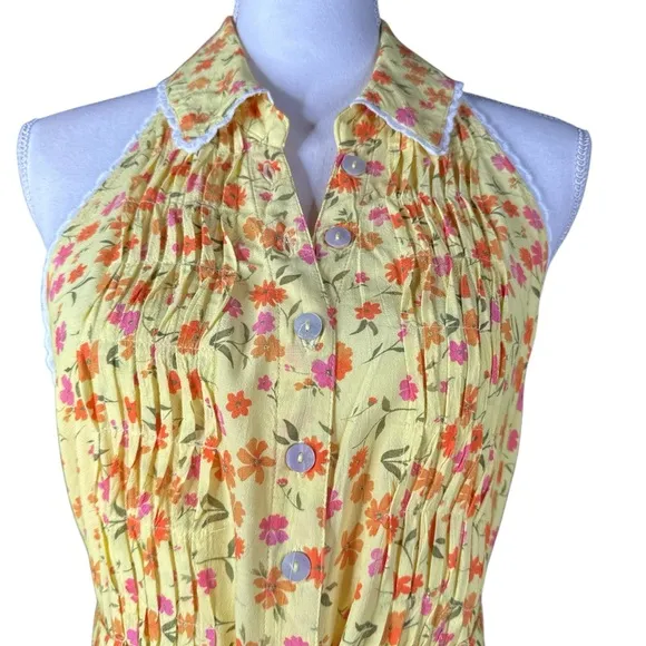 FREE PEOPLE Slice of Life Midi Dress in Lemon Sorbet Combo, Size M.
