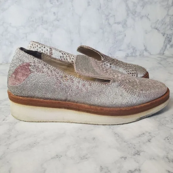 Free People Snake Eyes Loafers Womens 36 US 5.5 Metallic Silver Lavender Velvet