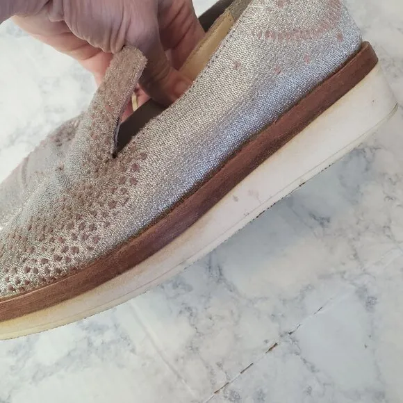 Free People Snake Eyes Loafers Womens 36 US 5.5 Metallic Silver Lavender Velvet