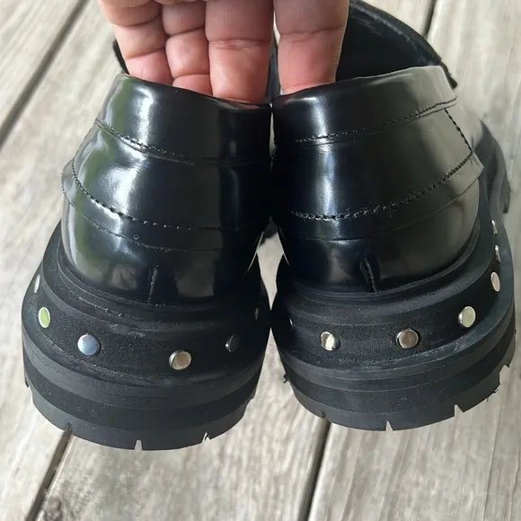 Free People Teagan Black Tassel Loafers | Studded Chunky Sole Platform | Size 11