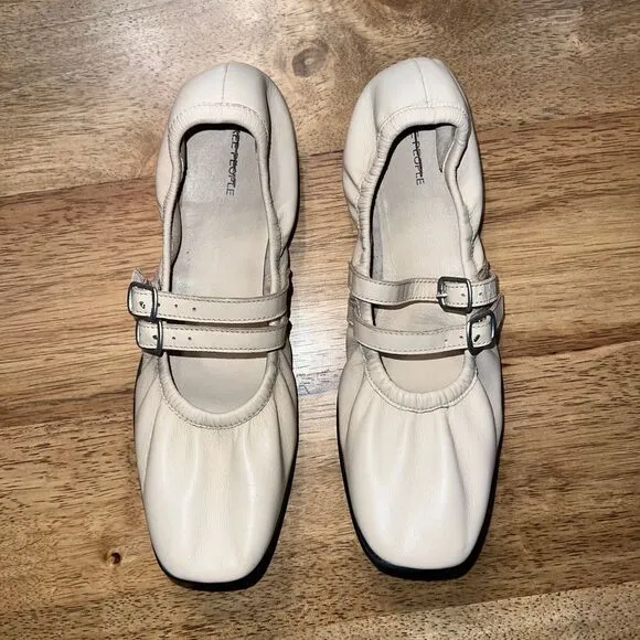 Free people tulle pink ballet flat Gemini Mary Jane sz 9 leather blush‎ pale NEW