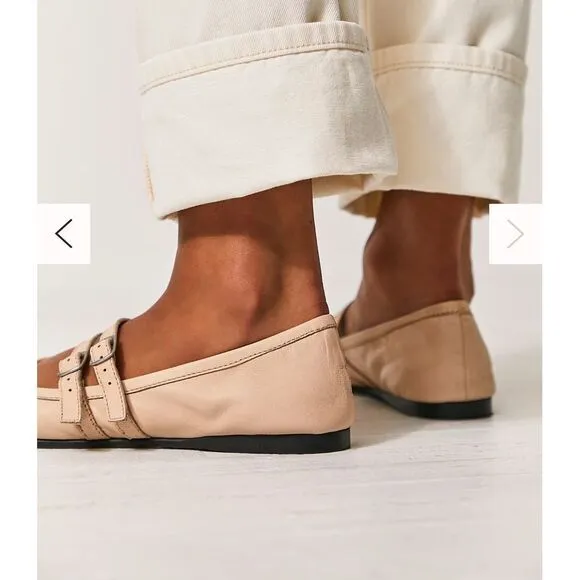 Free people tulle pink ballet flat Gemini Mary Jane sz 9 leather blush‎ pale NEW