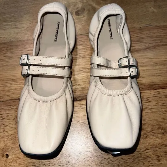 Free people tulle pink ballet flat Gemini Mary Jane sz 9 leather blush‎ pale NEW