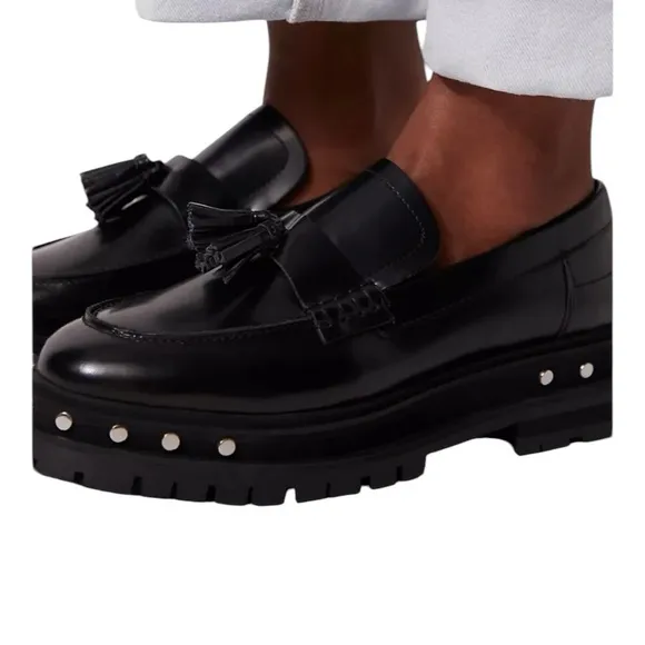 FREE PEOPLE Women’s Teagan Tassel Black Studded Tassel Loafers  Size: 7
