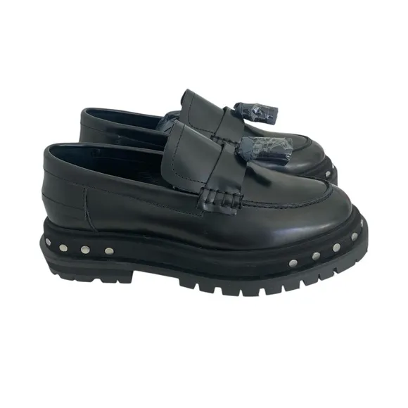 FREE PEOPLE Women’s Teagan Tassel Black Studded Tassel Loafers  Size: 7