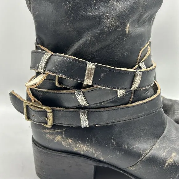 Freebird by Steven Drove Boots Womens 8 Drove Distressed Hippie Western Buckles