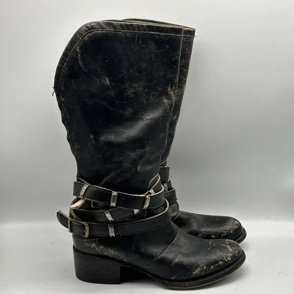 Freebird by Steven Drove Boots Womens 8 Drove Distressed Hippie Western Buckles