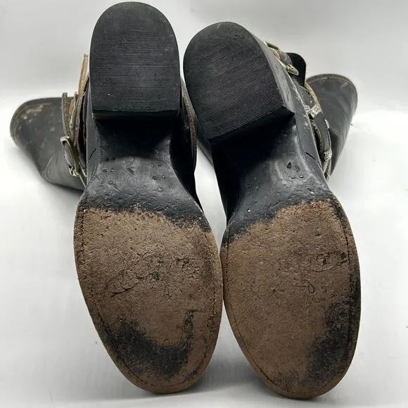 Freebird by Steven Drove Boots Womens 8 Drove Distressed Hippie Western Buckles