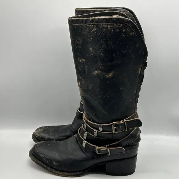 Freebird by Steven Drove Boots Womens 8 Drove Distressed Hippie Western Buckles