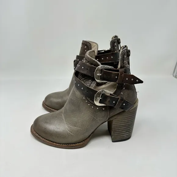 FREEBIRD By Steven Lion Rainbow Boots Strappy Booties Stacked Heel