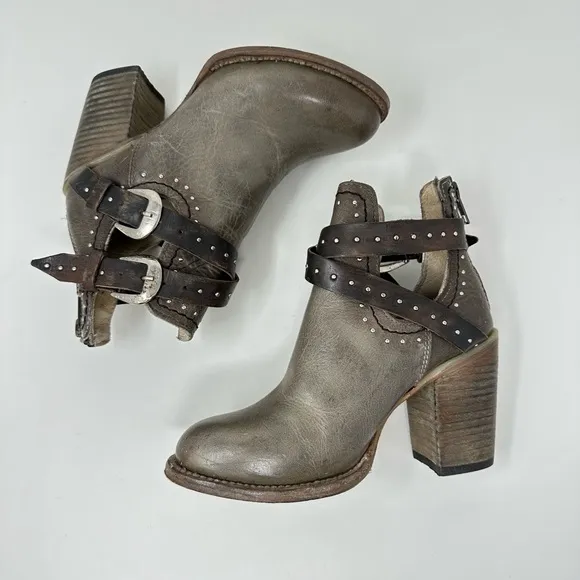 FREEBIRD By Steven Lion Rainbow Boots Strappy Booties Stacked Heel
