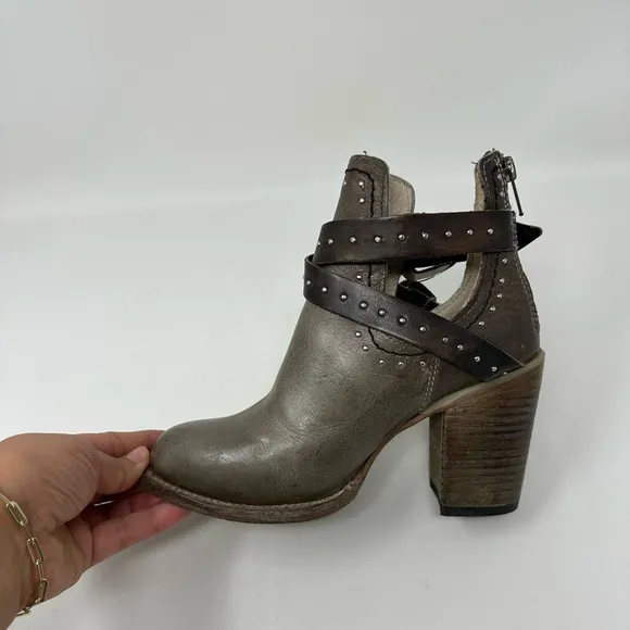 FREEBIRD By Steven Lion Rainbow Boots Strappy Booties Stacked Heel