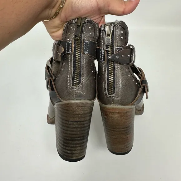FREEBIRD By Steven Lion Rainbow Boots Strappy Booties Stacked Heel