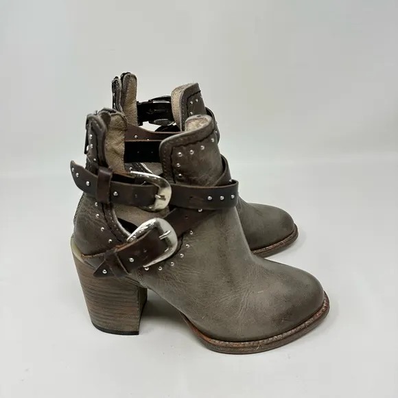 FREEBIRD By Steven Lion Rainbow Boots Strappy Booties Stacked Heel