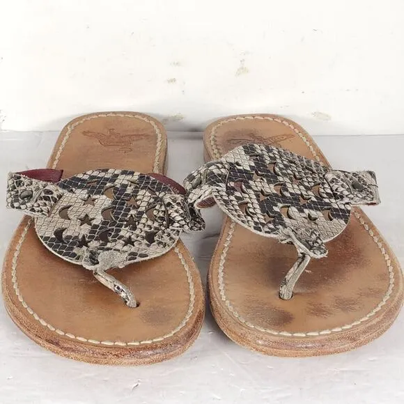 Freebird by Steven Women's Vallarta US9 Multi Leather Moon Stars Thong Sandals