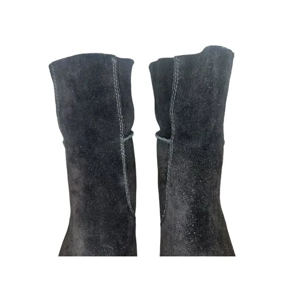 Frye &amp; Co Phoebe Suede Leather Boots Womens 8 Black Ankle 70s Retro Gothic Boho