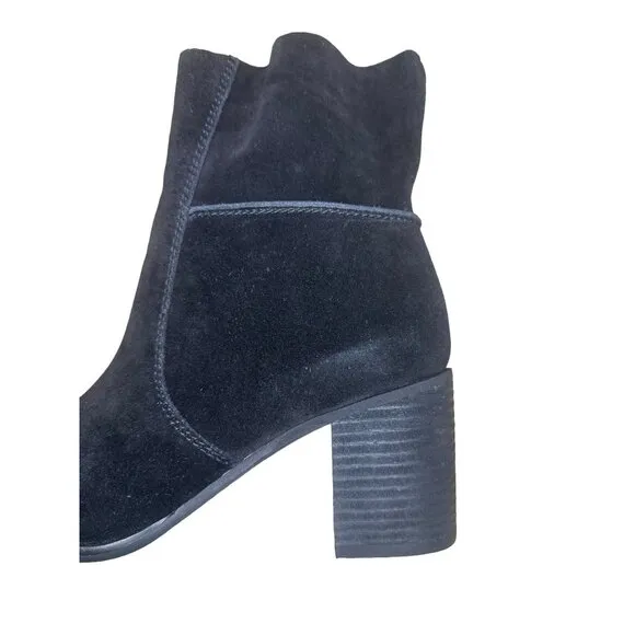 Frye &amp; Co Phoebe Suede Leather Boots Womens 8 Black Ankle 70s Retro Gothic Boho