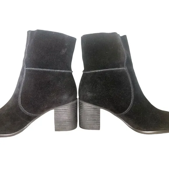 Frye &amp; Co Phoebe Suede Leather Boots Womens 8 Black Ankle 70s Retro Gothic Boho